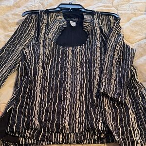 Alex Evenings Black and White Textured Sweater